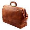 Leather doctor bag with double bottom