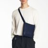 Blue pouch made of leather for men