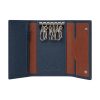 Keychain in genuine blue and brown leather with inner hooks, designed in two shades