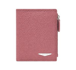 Radiant pink pebbled leather wallet