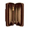 Womens zippered wallet crafted from brown leather