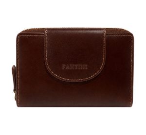 Brown leather wallet designed for women