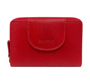 Real red leather wallet for women, handcrafted