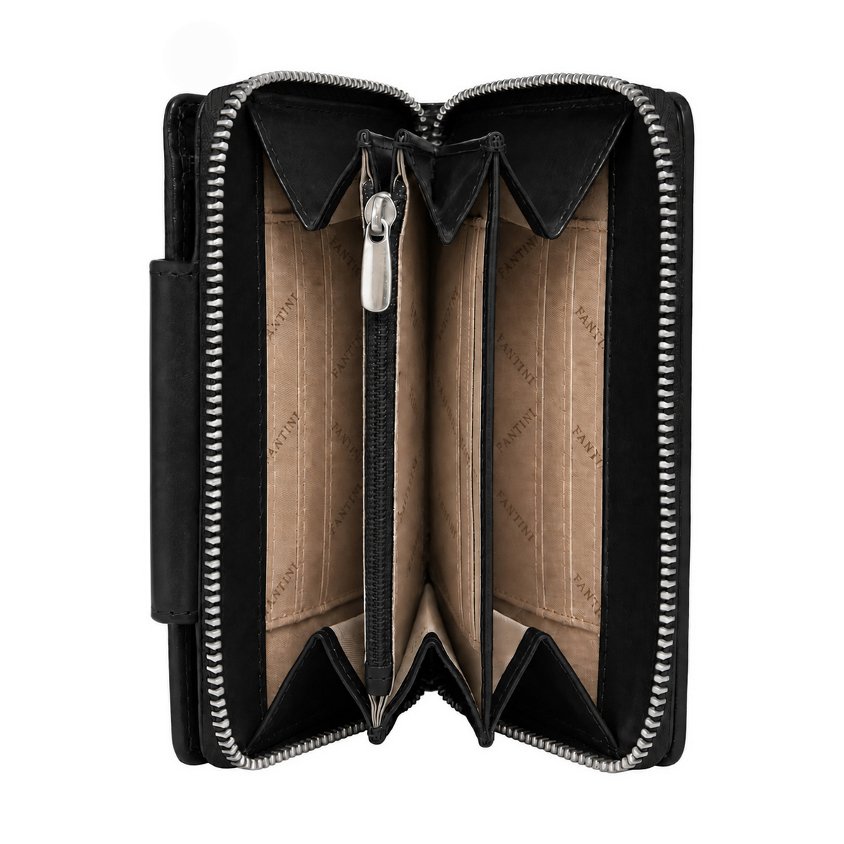 Handcrafted womens wallet in black authentic leather