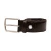 Dark brown crocodile-embossed leather belt suitable for all genders