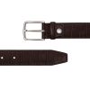 Crocodile-patterned leather belt in brown suitable for unisex