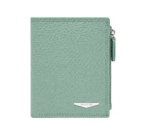 Genuine leather wallet in aquamarine for women