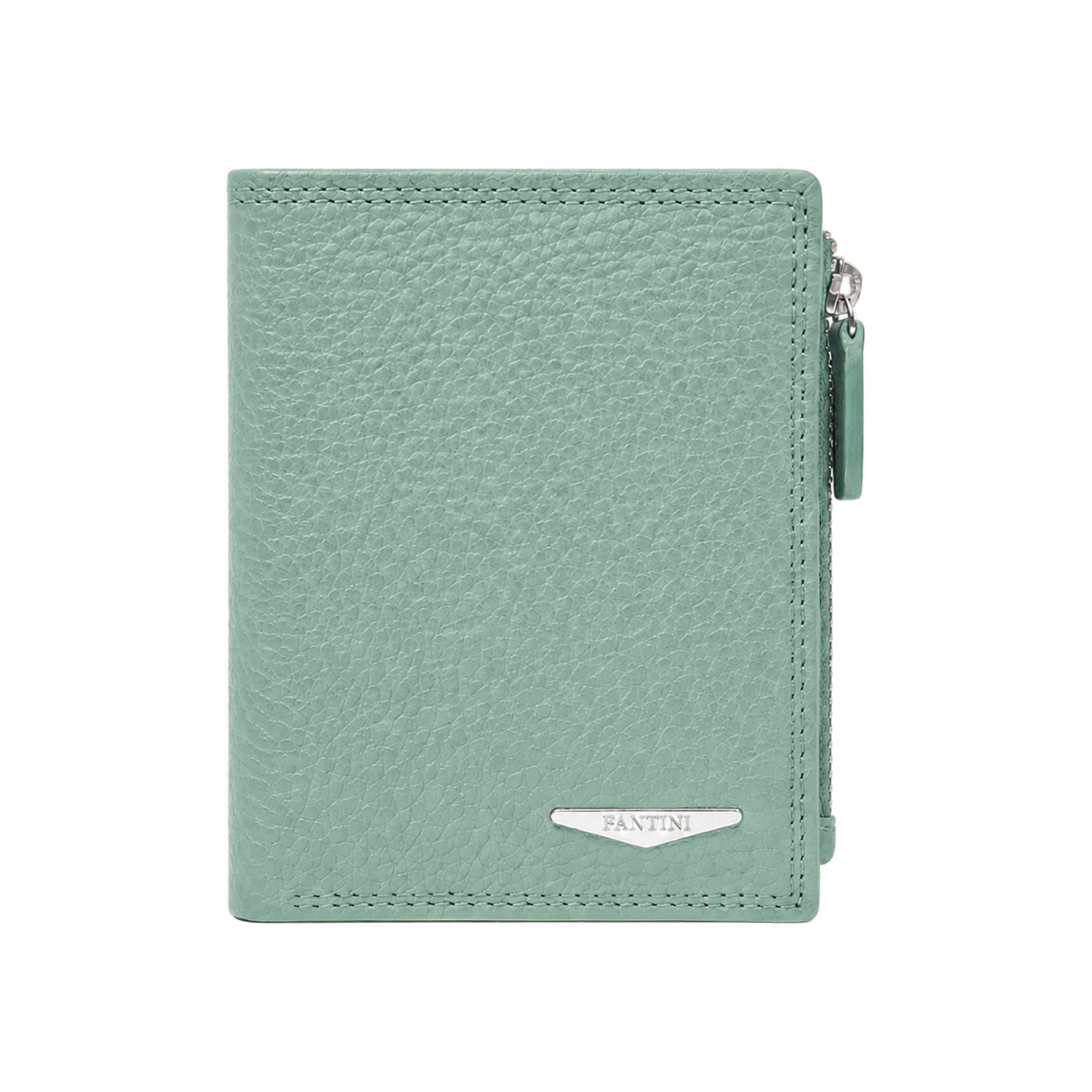 Genuine leather wallet in aquamarine for women