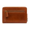 Genuine leather retro wallet for women, handcrafted in a warm honey tone with zipper design