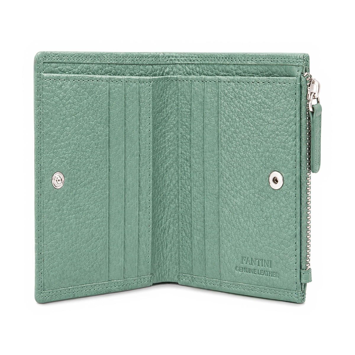 Wallet for women featuring a natural hammered leather interior