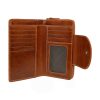 Interior of womens wallet composed of real natural leather, artisan-crafted in honey shade