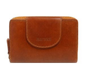 Wallet for women with a honey leather external zipper fastening
